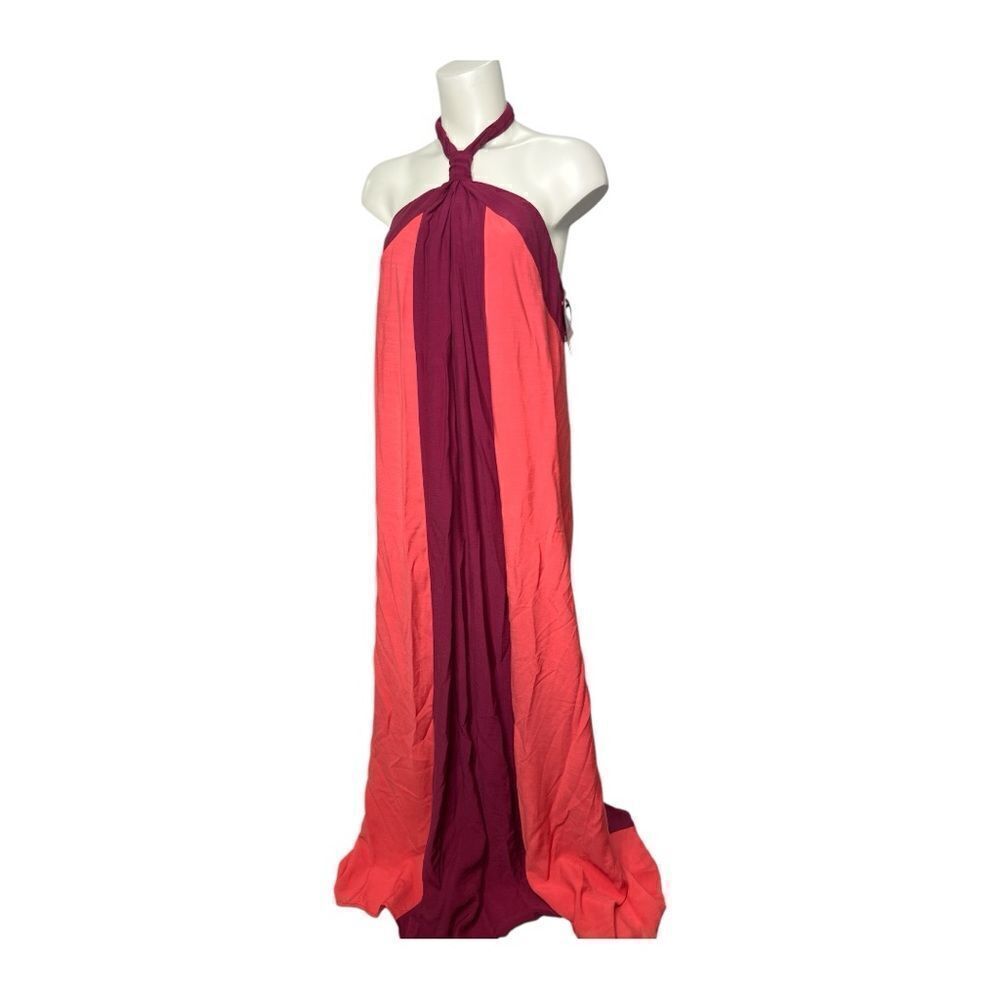 Nine West Colorblock Halter Shift Maxi Backless‎ Dress Sz XL NEW
